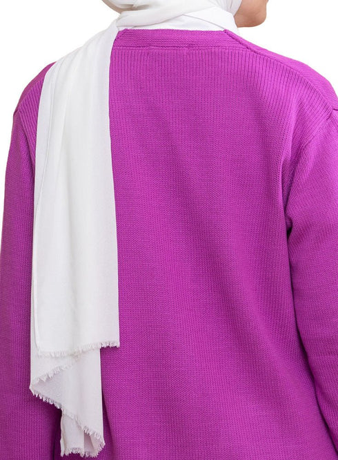 Mauve Basic Pocket Cardigan - Khotwh