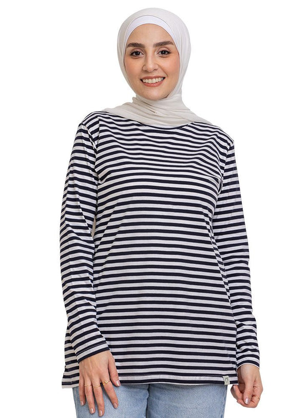 M.Blue Striped Long - Sleeve - Khotwh