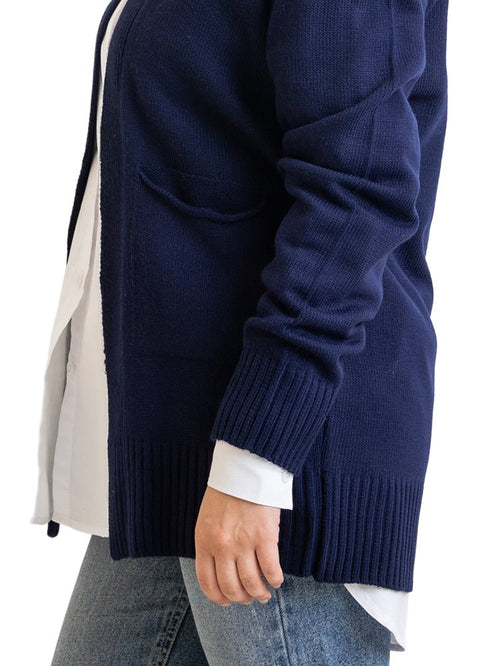 Medieval Blue Basic Pocket Cardigan - Khotwh