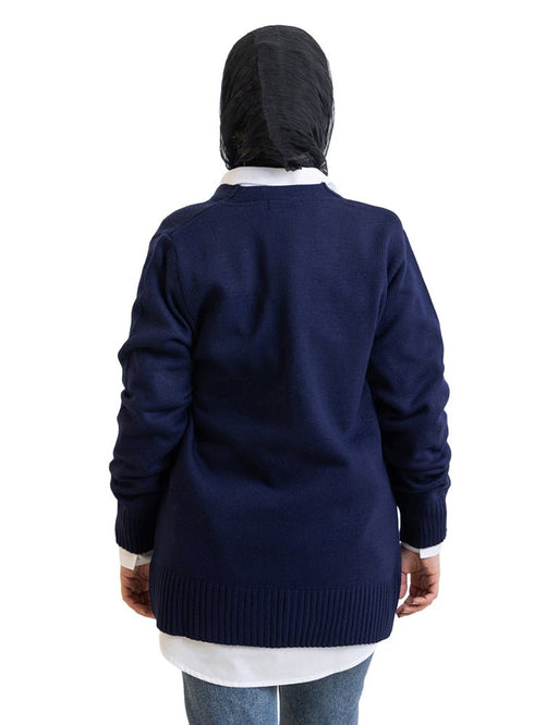 Medieval Blue Basic Pocket Cardigan - Khotwh