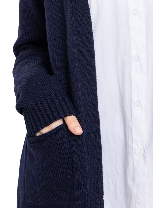 Medieval Blue Basic Pocket Cardigan - Khotwh