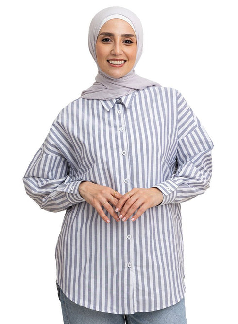 Medieval Blue - Design 3 Stripped Over - Size Shirt - Khotwh