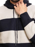 Medieval Blue F - Striped Hoodie Pullover - Khotwh