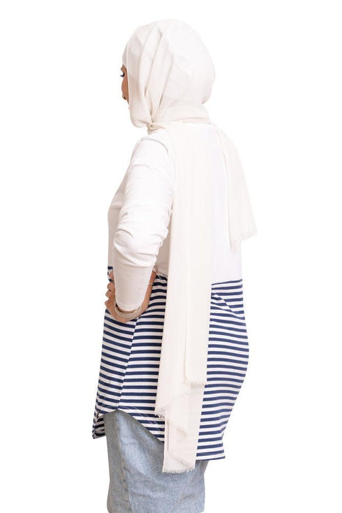 Medieval Blue Half Striped Long - Sleeve - Khotwh
