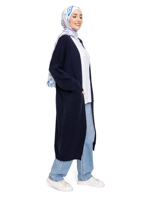Medieval Blue Knit - Long Cardigan - Khotwh