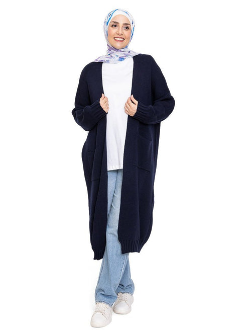 Medieval Blue Knit - Long Cardigan - Khotwh