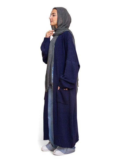 Medieval Blue knitted - Long Cardigan - Khotwh