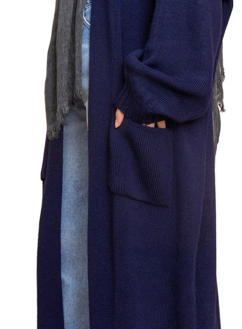 Medieval Blue knitted - Long Cardigan - Khotwh