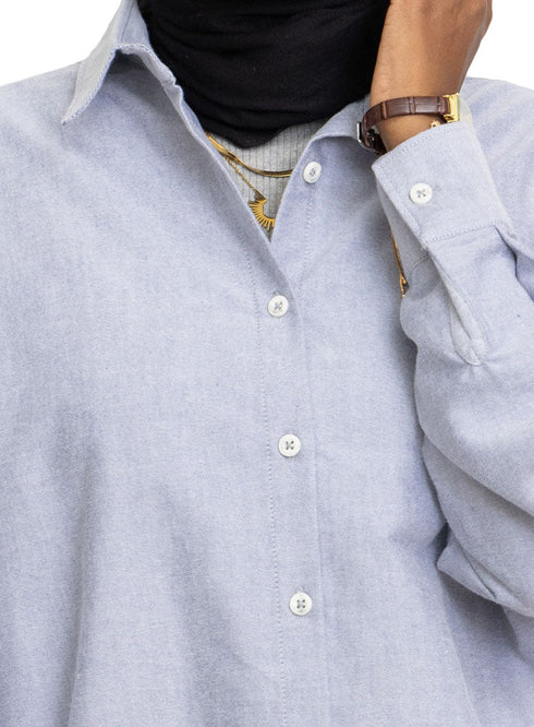 Medieval Blue Oxford Over Size Shirt - Khotwh