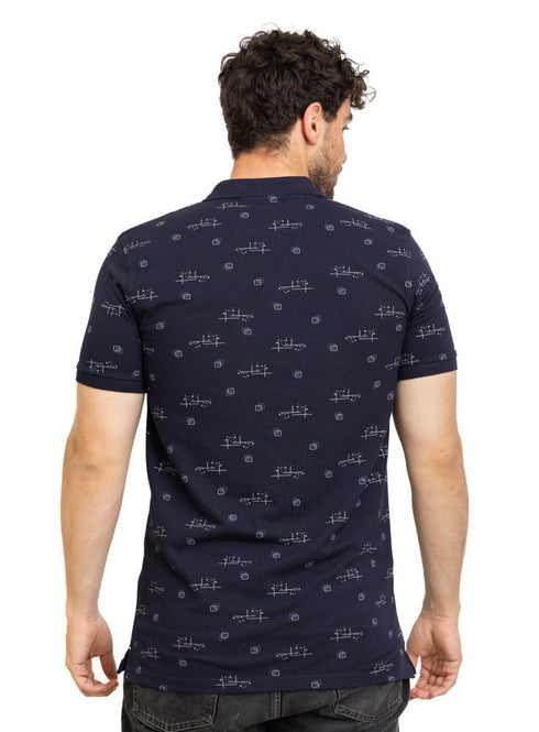 Medieval Blue Printed Polo Design 5 - Khotwh