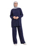 Medieval Blue Ribbed Knit Suit - Khotwh