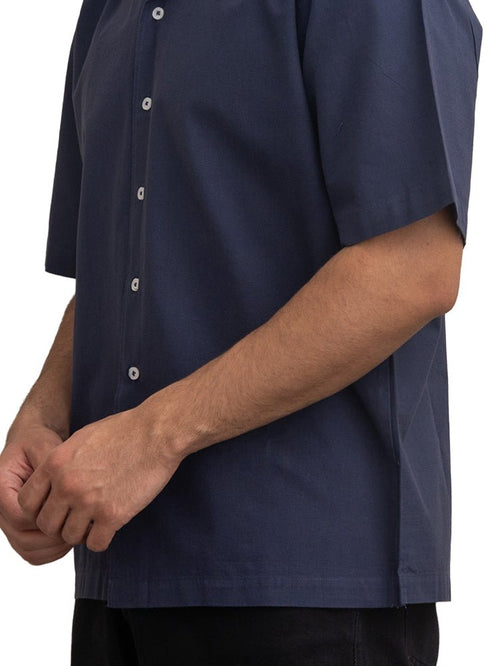 Medieval Blue Tennis Collar Linen Shirt - Khotwh
