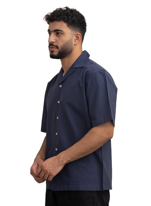 Medieval Blue Tennis Collar Linen Shirt - Khotwh