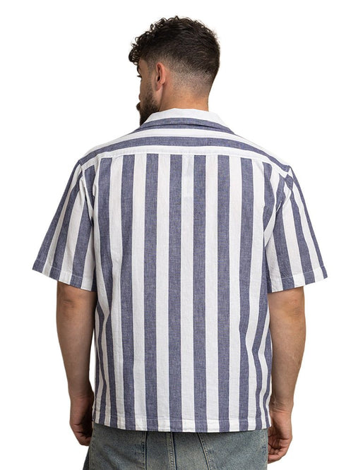 Medival Blue - Design 6 Striped Tennis Collar Shirt - Khotwh