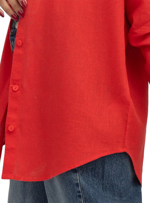 Melon Pocket Over Size Linen Shirt - Khotwh