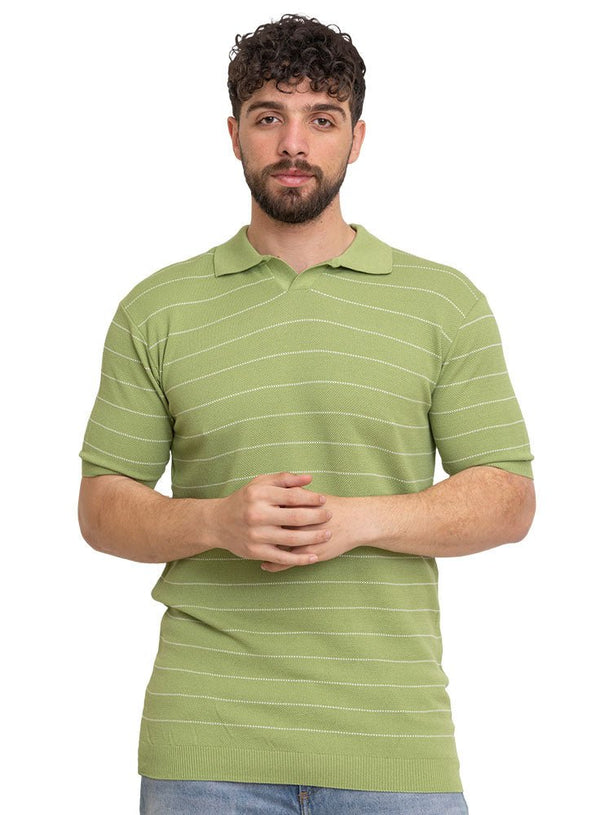 Mint Green Design 1168Knit Polo Neck S - T-Shirt - Khotwh