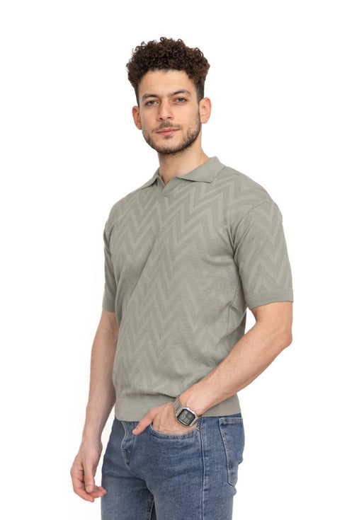 Mint Green F - Z - Polo Neck T-shirt - Khotwh