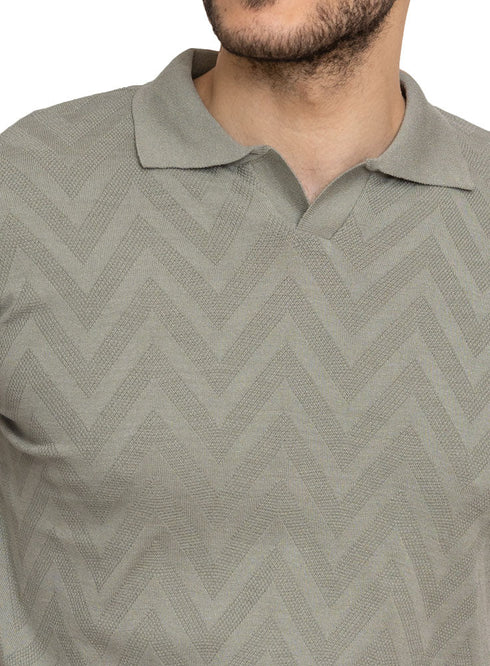 Mint Green F - Z - Polo Neck T-shirt - Khotwh