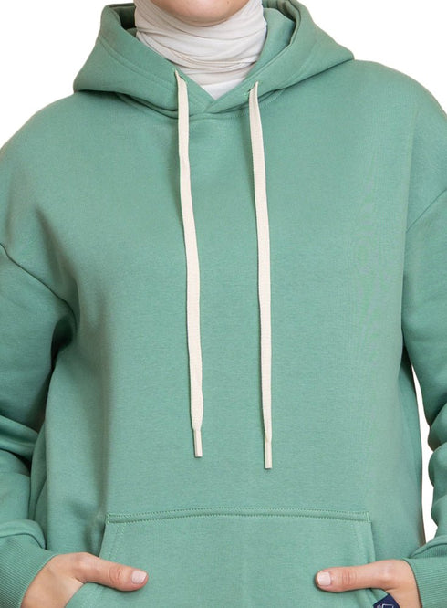 Mint Green Over Size Hoodie - Khotwh