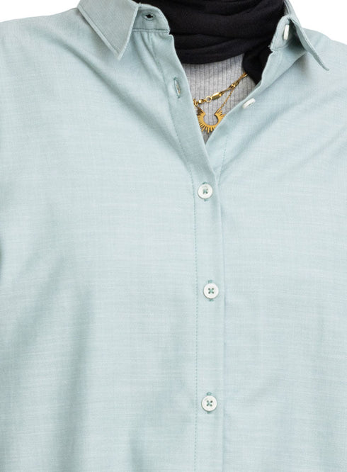 Mint Oxford Over Size Shirt - Khotwh