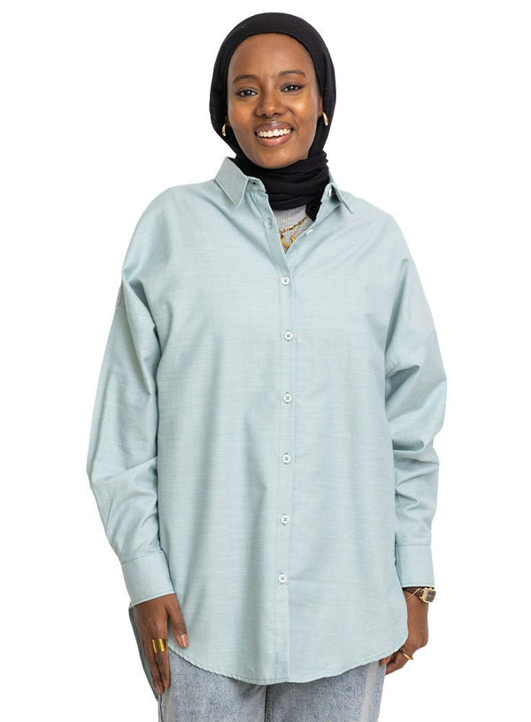Mint Oxford Over Size Shirt - Khotwh