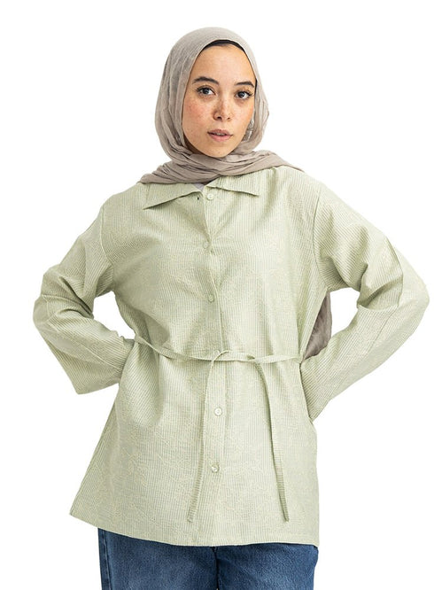Mint RD- Jacquard Embroidered Shirt - Khotwh