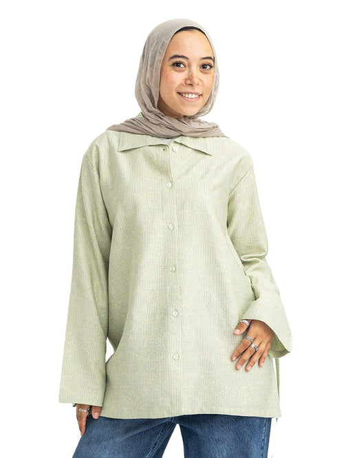 Mint RD- Jacquard Embroidered Shirt - Khotwh