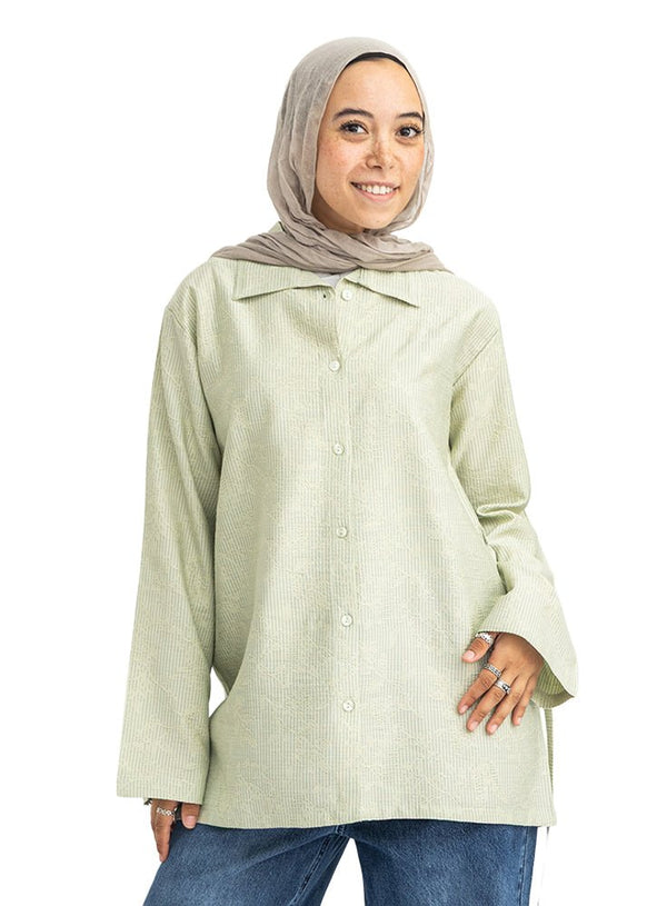 Mint RD- Jacquard Embroidered Shirt - Khotwh