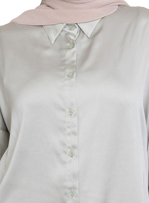 Mint Satin Blouse - Khotwh