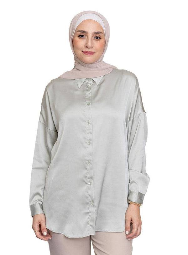 Mint Satin Blouse - Khotwh