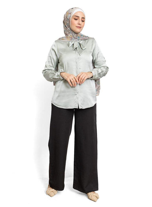 Mint Satin Tape Blouse - Khotwh