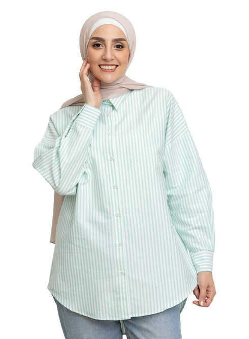 Mint Stripped Over - Size Shirt - Khotwh