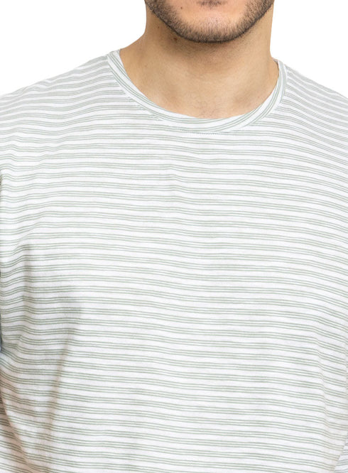 Mist Striped Round T-shirt - Khotwh