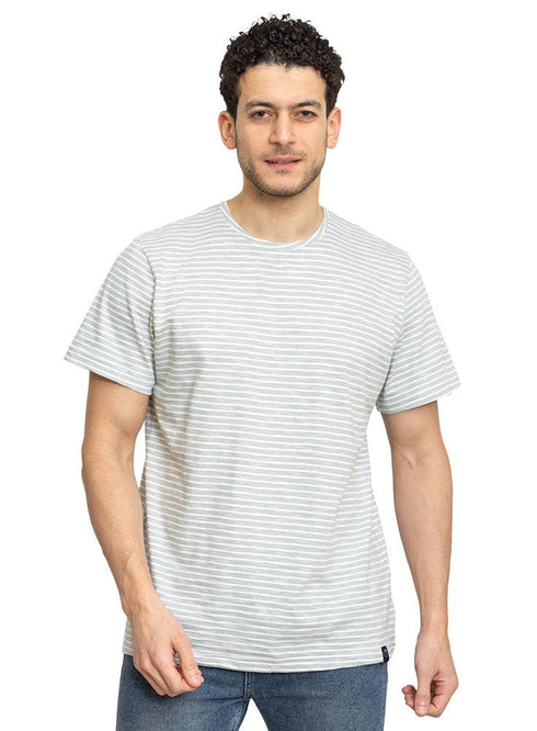 Mist Striped Round T-shirt - Khotwh