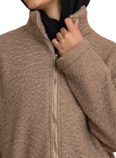 Mocha RD - Faux Fur High Neck Sweater - Khotwh