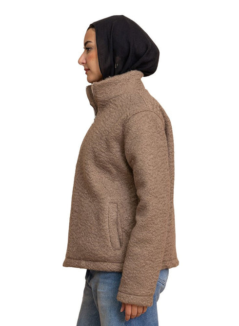 Mocha RD - Faux Fur High Neck Sweater - Khotwh