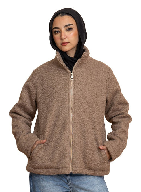 Mocha RD - Faux Fur High Neck Sweater - Khotwh