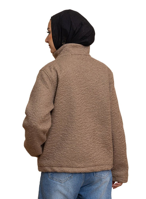 Mocha RD - Faux Fur High Neck Sweater - Khotwh