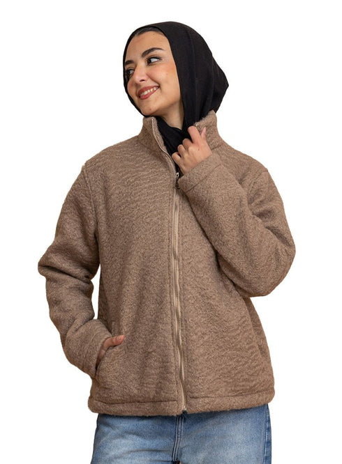 Mocha RD - Faux Fur High Neck Sweater - Khotwh