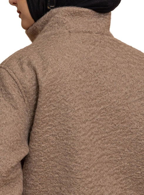 Mocha RD - Faux Fur High Neck Sweater - Khotwh