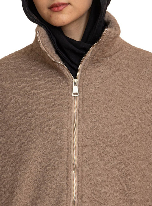 Mocha RD - Faux Fur High Neck Sweater - Khotwh