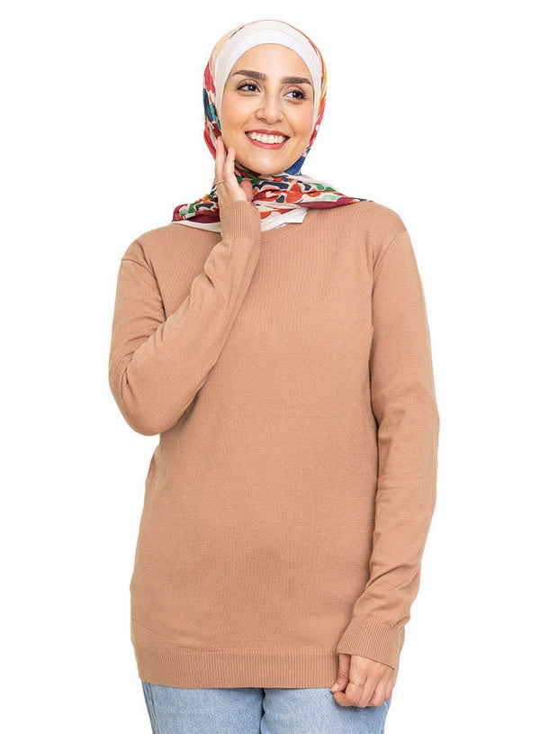 Mocha Round Knit Pullover - Khotwh