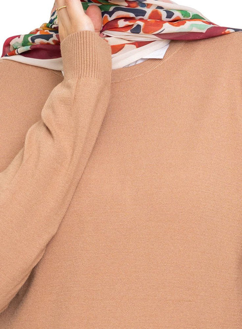 Mocha Round Knit Pullover - Khotwh