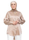 Mocha Satin Over Size Shirt - Khotwh