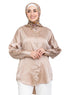 Mocha Satin Over Size Shirt - Khotwh