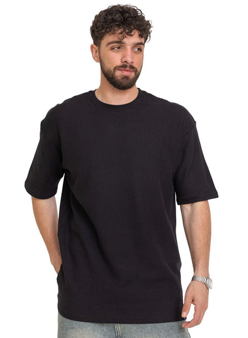 Mono - Black Squares O.S Round T-Shirt - Khotwh