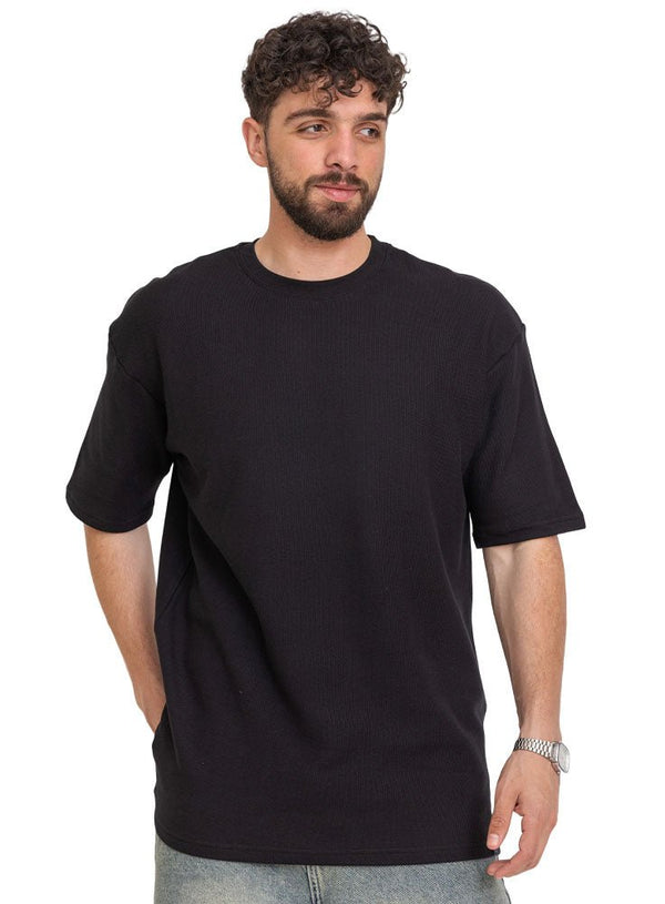 Mono - Black Squares O.S Round T-Shirt - Khotwh