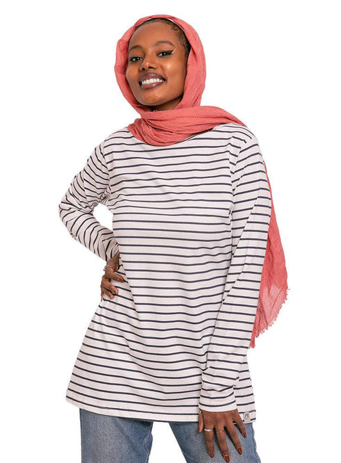 N - M.Blue Striped Long - Sleeve - Khotwh