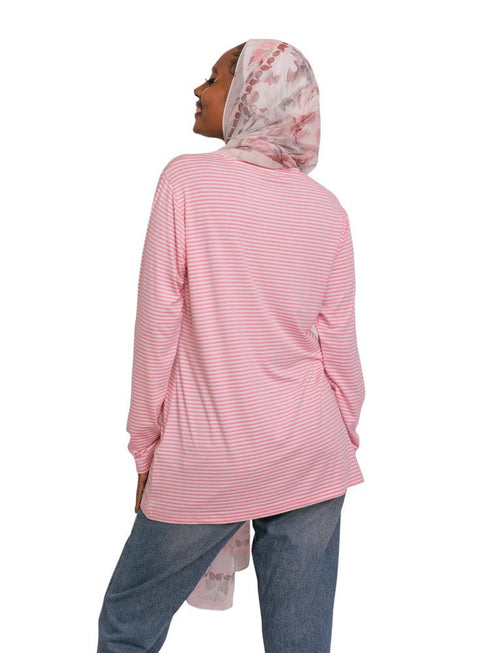 N - Pink Striped Long - Sleeve - Khotwh