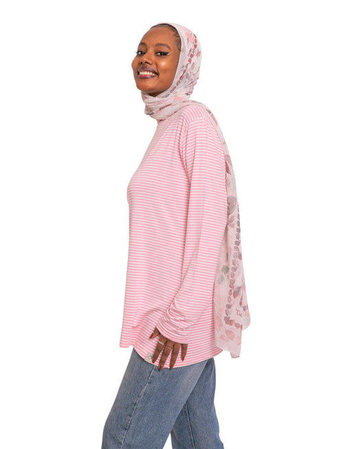 N - Pink Striped Long - Sleeve - Khotwh